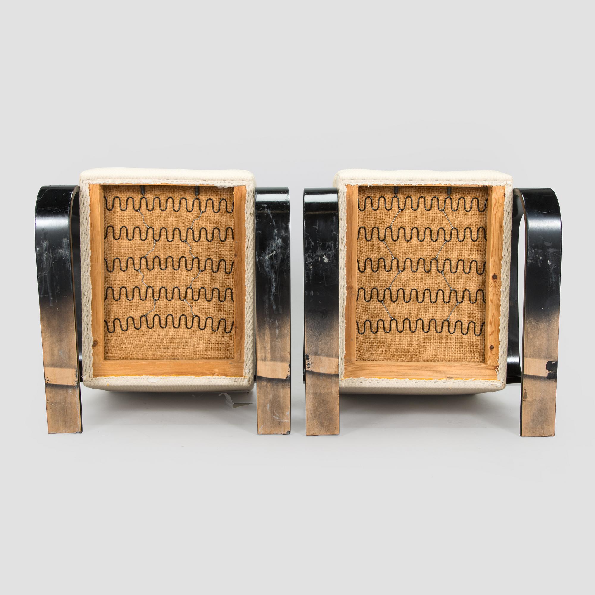 Alvar Aalto, fåtöljer ett par, "Tank chair" modell 400, Artek, 1970-tal.