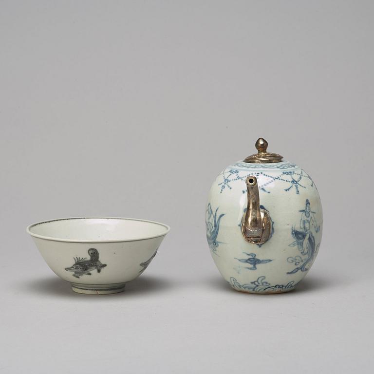 A South East Asian tea pot and bowl, 20th Century.