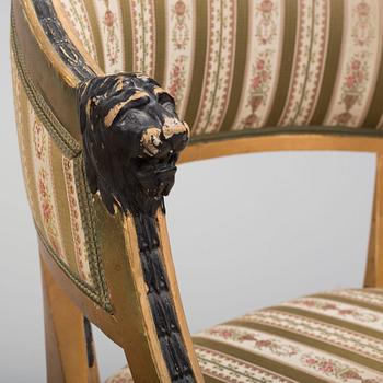 BALJFÅTÖLJER, ett par, sengustaviansk stil, omkring 1900.