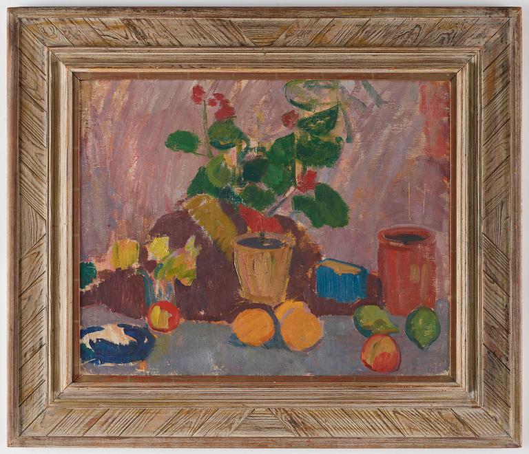 Karl Isakson, Still life with flower and fruits.