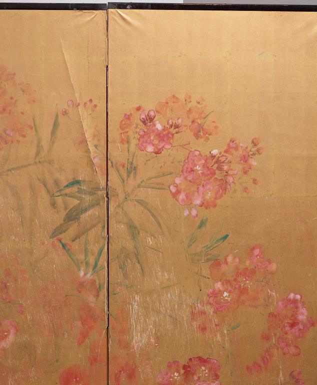 A Japanese six fold screen, early 20th Century.