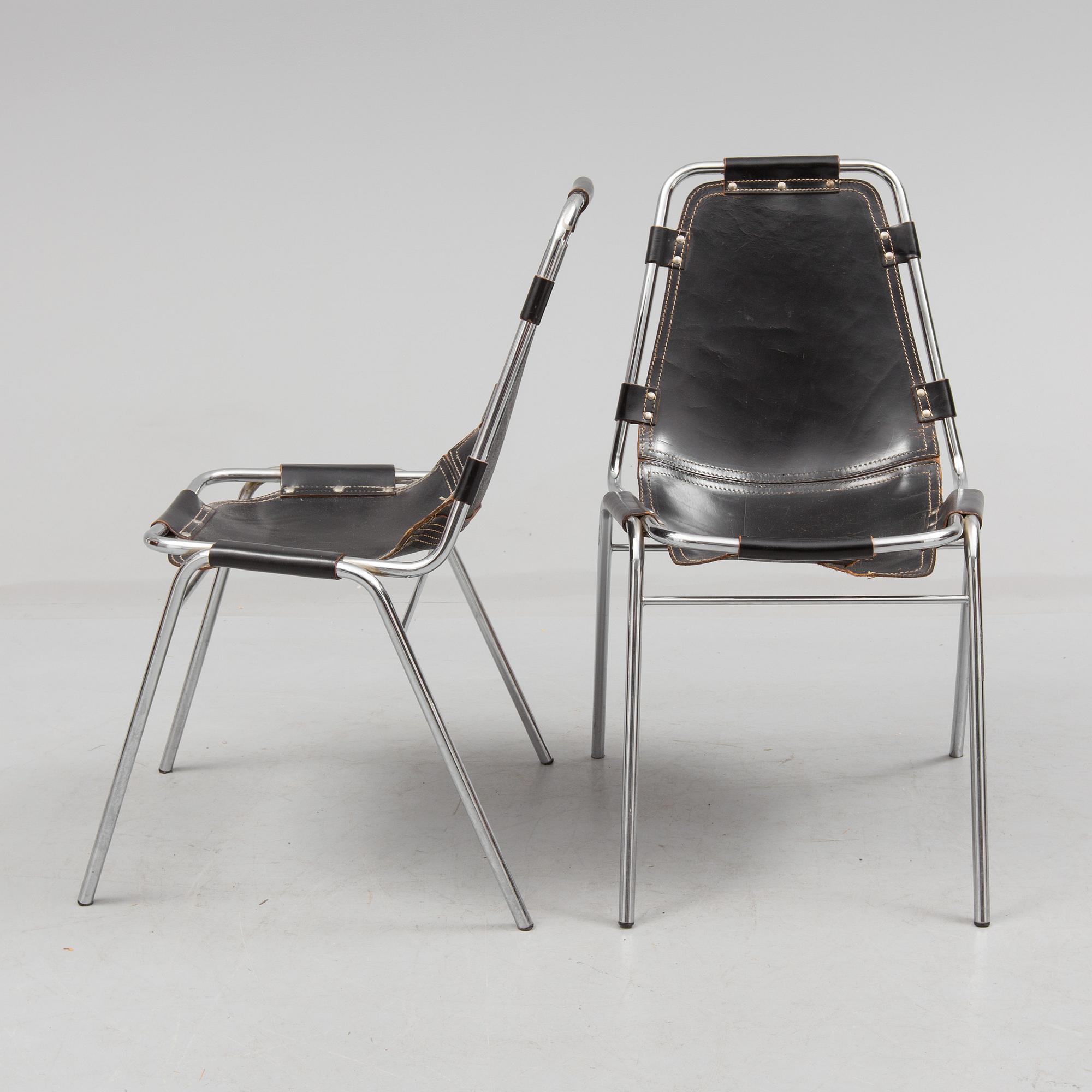 CHARLOTTE PERRIAND, a pair of "Les Arcs" chairs from the 1970's.