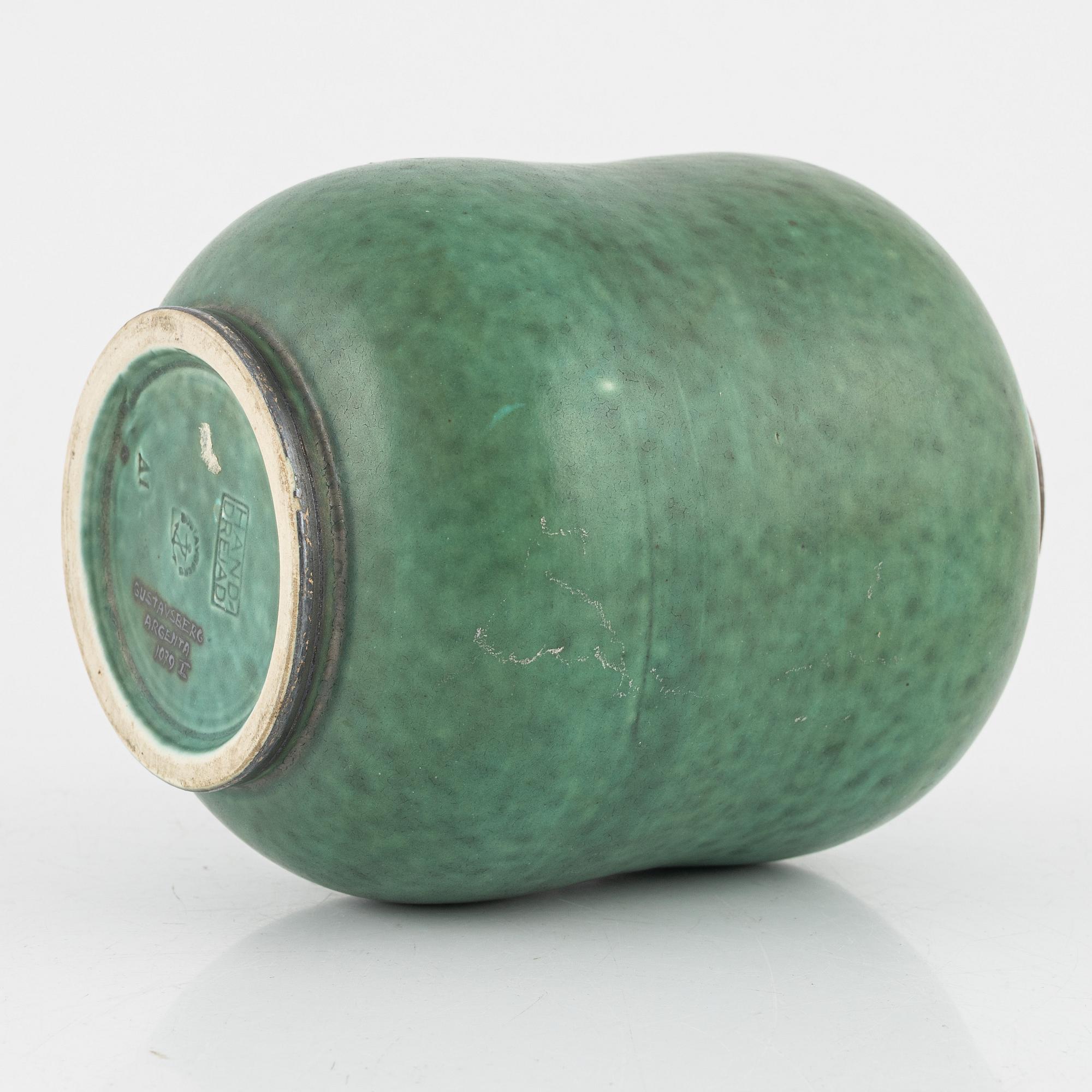 Wilhelm Kåge, an 'Argenta' stoneware vase, Gustavsberg, dated 1979.