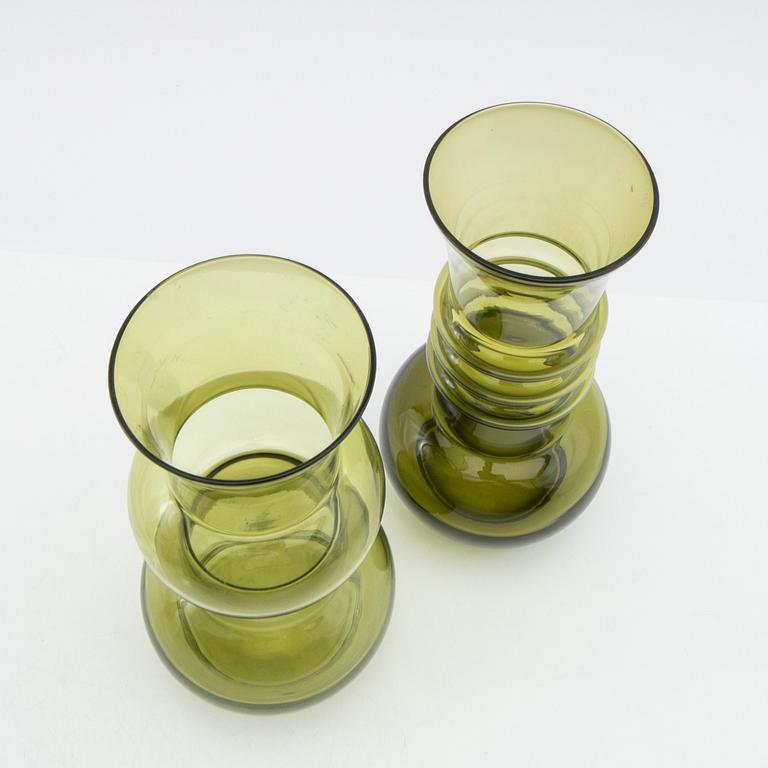 Tamara Aladin, Vases, 4 pcs, glass, Riihimäen Lasi, Finland, 1960s/70s.
