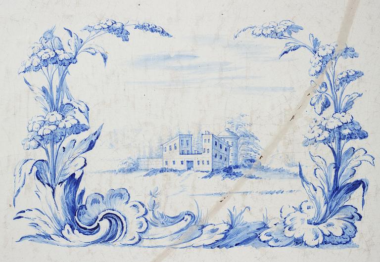 A rococo faience-top tea table, Rörstrand 1760.