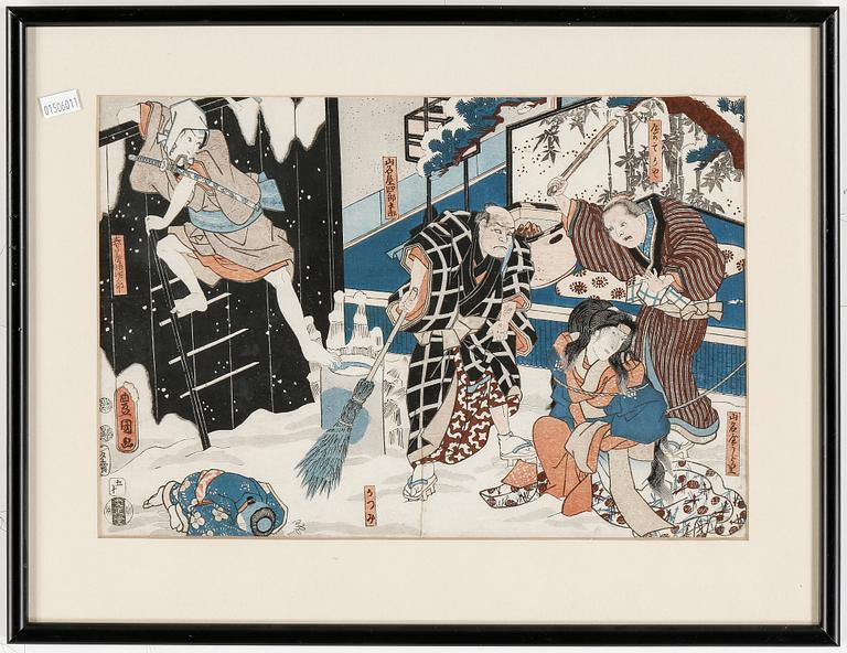 TRÄSNITT, 4 stycken, bland annat Utagawa Hiroshige, Japan, 18/1900-tal.
