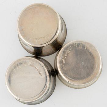 Eleven silver items, including beakers from C.G. Hallberg, Stockholm, 1940s.