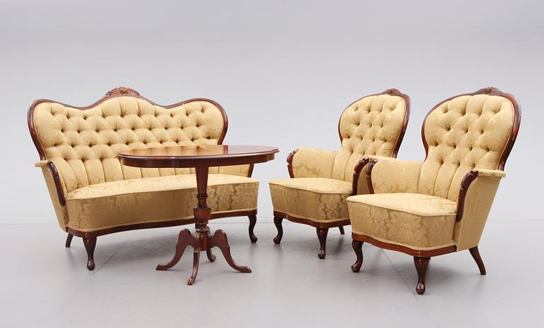 SITTGRUPP, 4 delar, rokokostil, 1900-talets andra hälft.