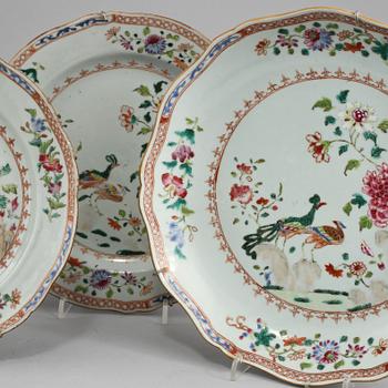 PARTI PORSLIN, 9 delar, Kina, 1700-tal.