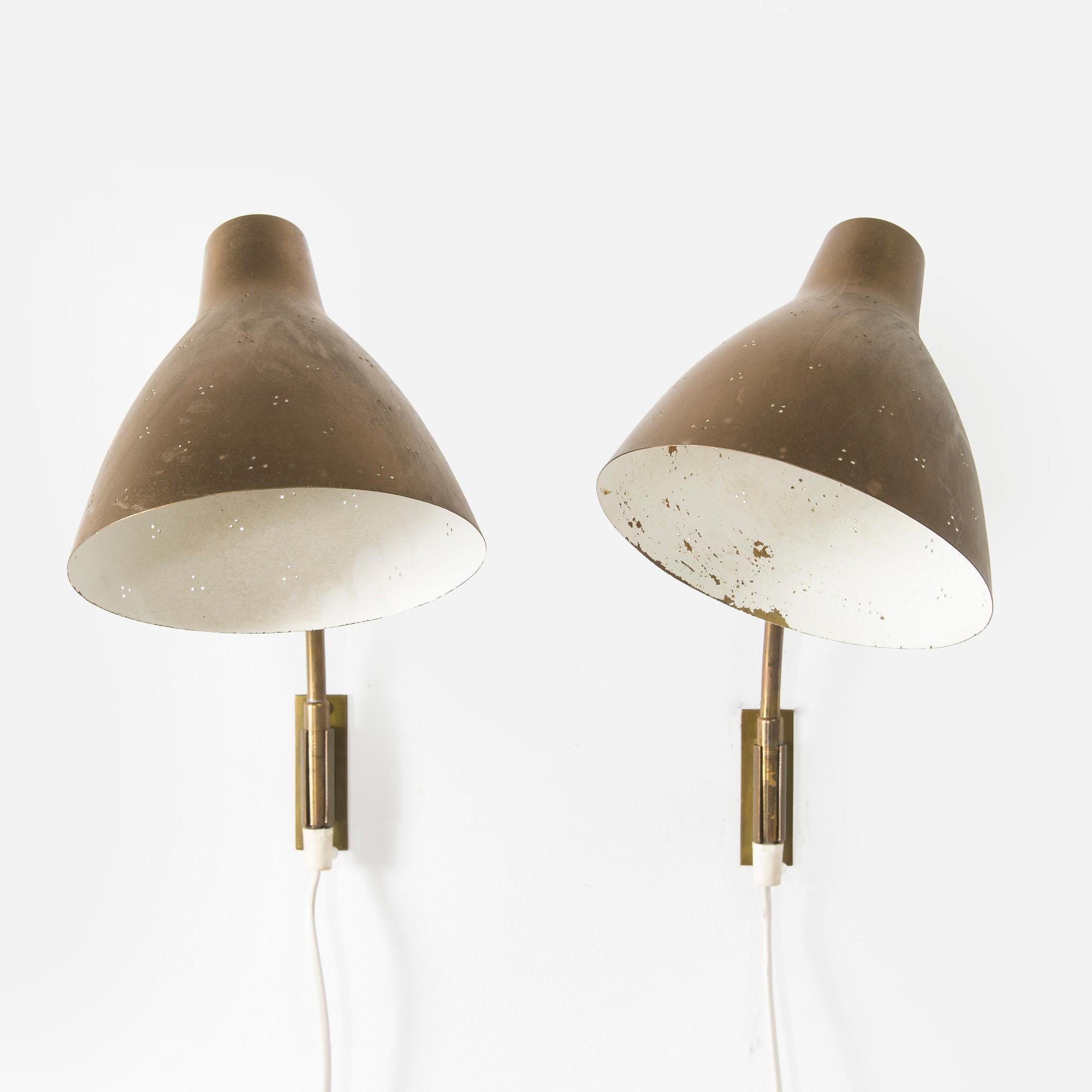 Lisa Johansson-Pape, a pair of mid-20th century '3055' wall lights for Stockmann Orno, Finland.