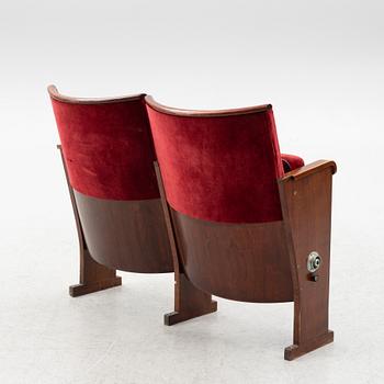 Theatre chairs, a pair, first half of the 20th century.