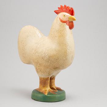 Lisa Larson, a stoneware figurine of a rooster, K-studion, Gustavsberg.