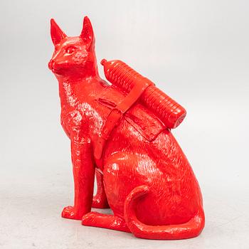 William Sweetlove, "Cloned Cat with Pet Bottle" (Red).