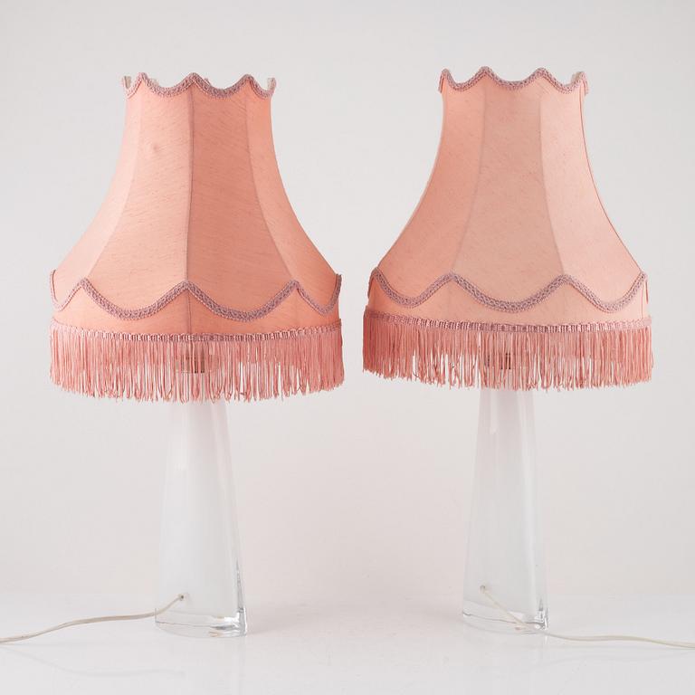 Carl Fagerlund, bordslampor, ett par, Orrefors.