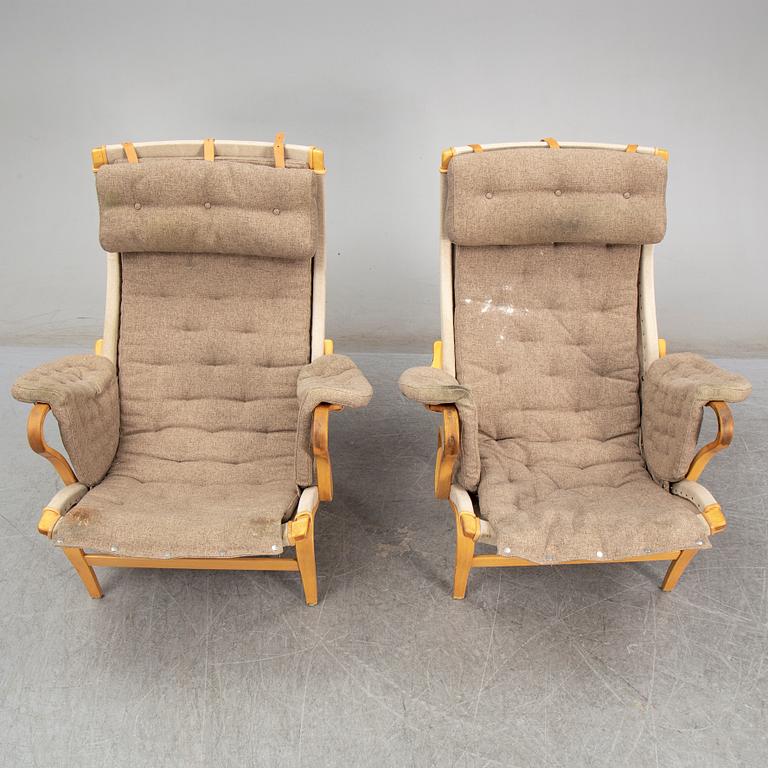 BRUNO MATHSSON, a pair of 'Pernilla' easy chairs, from Dux.