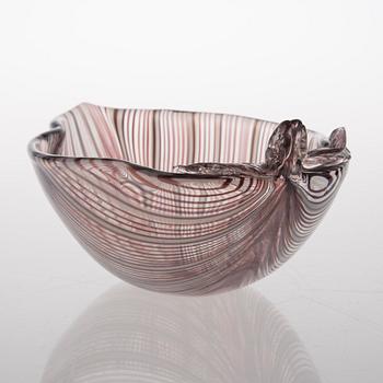 A leaf shaped filigree glass bowl from Venini, Murano.