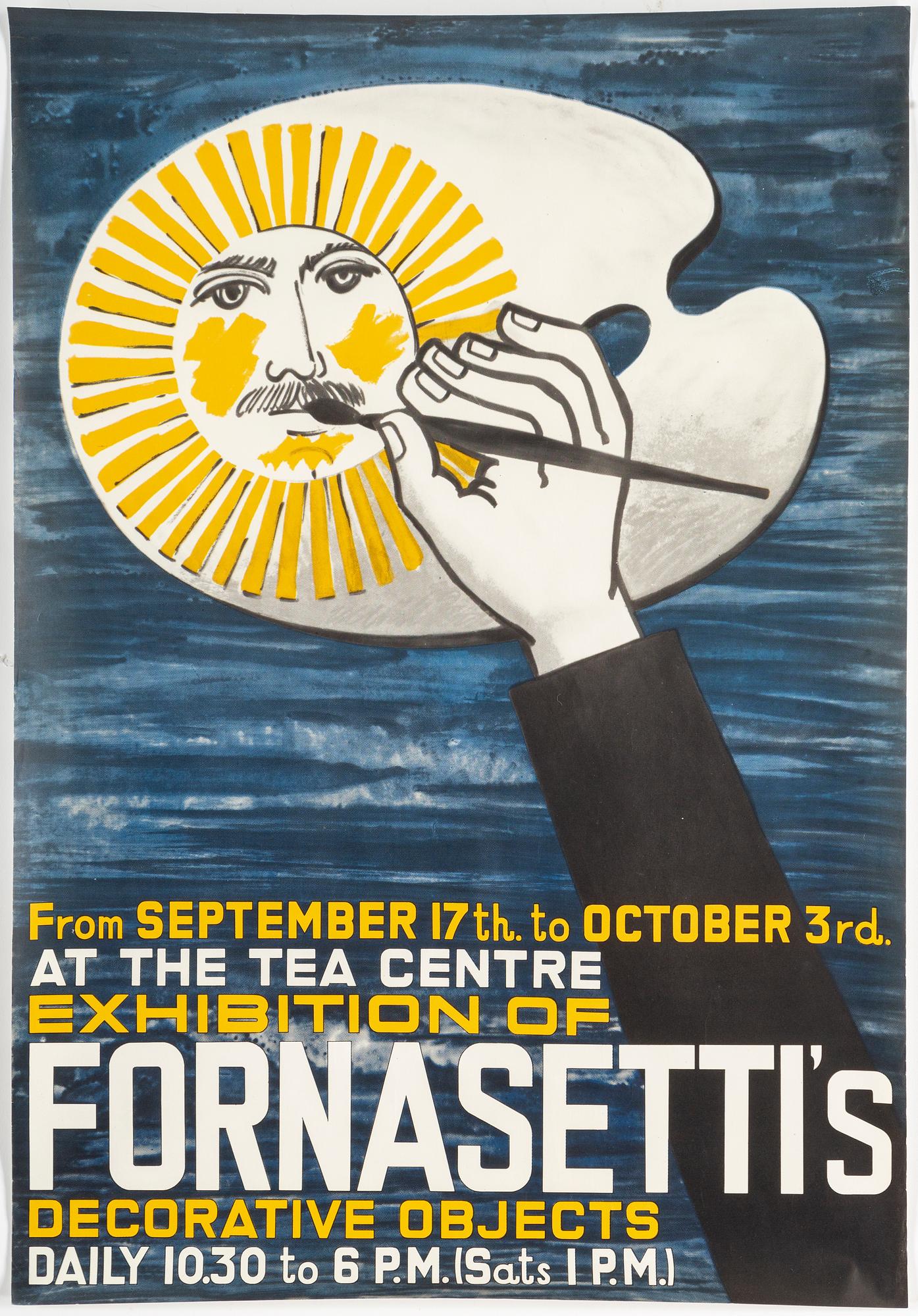 PIERO FORNASETTI, exhibition poster, offset, UK, 1959.