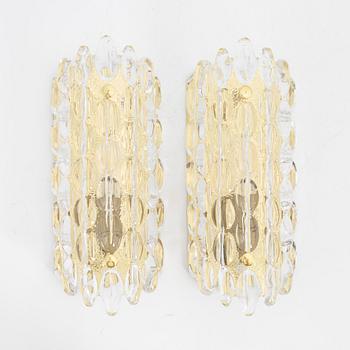 Carl Fagerlund, a pair of brass and glass wall lights, ÖIA, second half of the 20th Century.