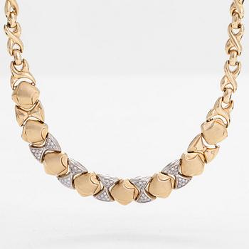 A 14K gold necklace, with diamonds totalling approx. 0.90 ct. Finnish import marks.