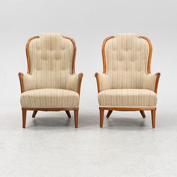 A pair of easy chairs by Carl Malmsten for OH Sjögren, Second half of the 20th Century.