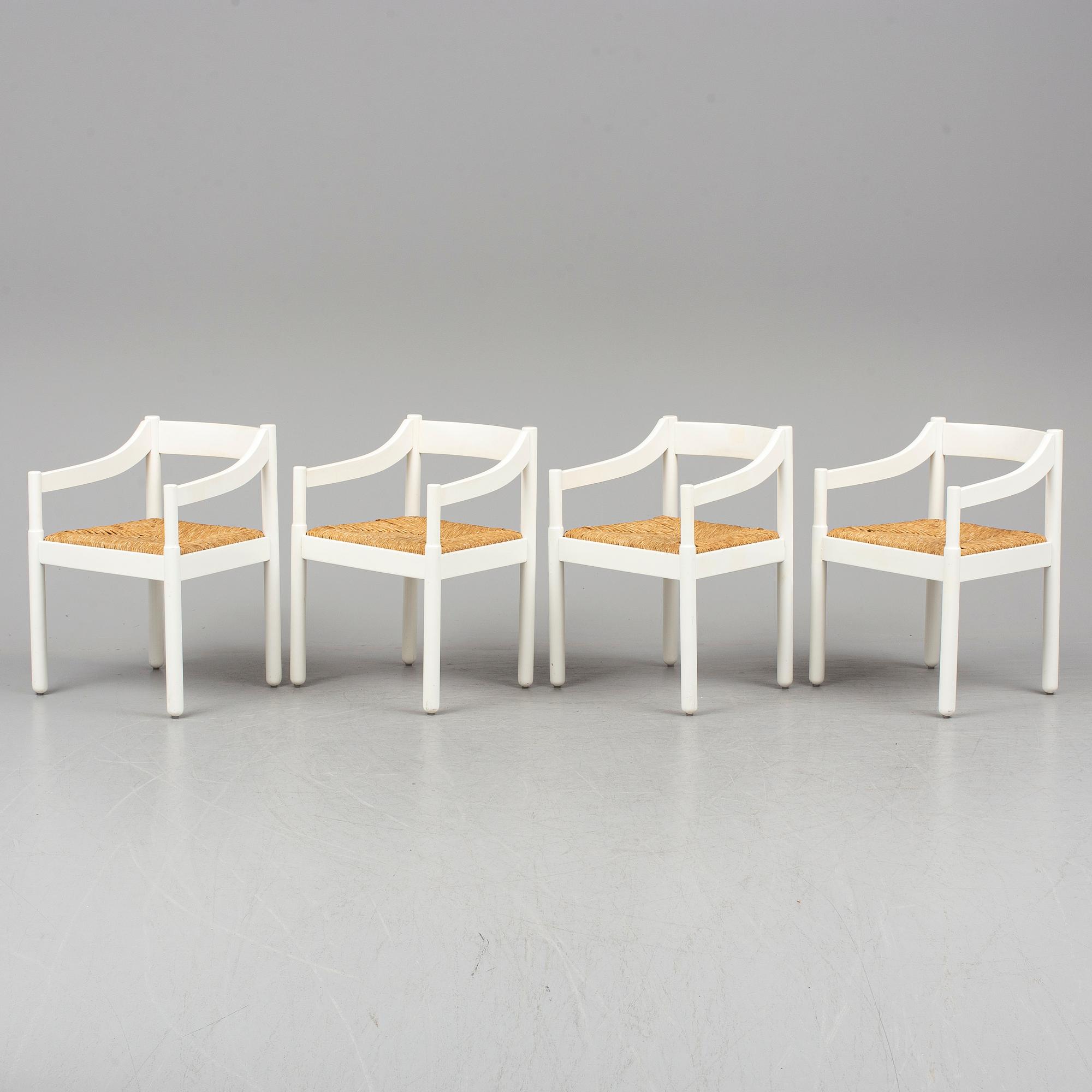 VICO MAGISTRETTI, stolar, 4 st, "Carimate", Cassina, Italien.