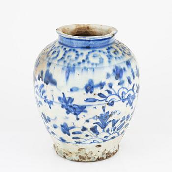 A Persian earthenware vase, Qajar, 19th Century.