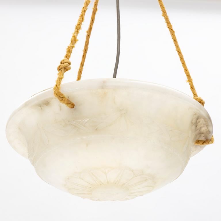 An alabaster ceiling lamp, 1920's.