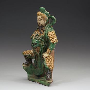 A sancai glazed figure of Guandi, Ming dynasty (1368-1644).