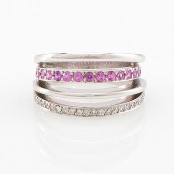 Ring 18K white gold with diamonds and pink sapphires, Engelbert Stockholm 2003.