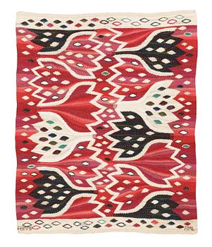 TEXTILE. "Red Crocus". Tapestry weave variant (Gobelängvariant). 60,5 x 74 cm. Signed AB MMF AML.