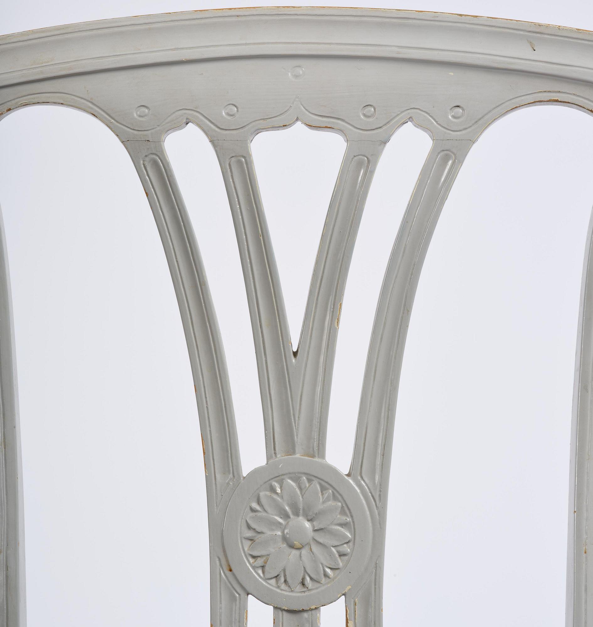 A set of six Gustavian chairs, Stockholm, late 18th century.