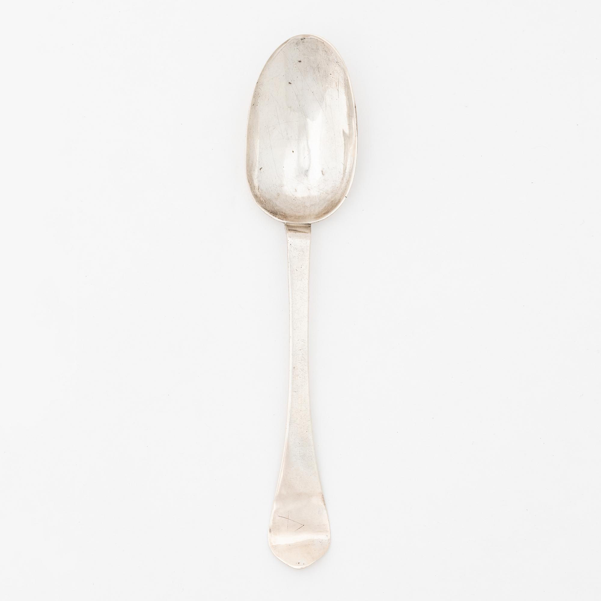 Ferdinand Sehl d ä, råttsvanssked, silver, Stockholm 1727.