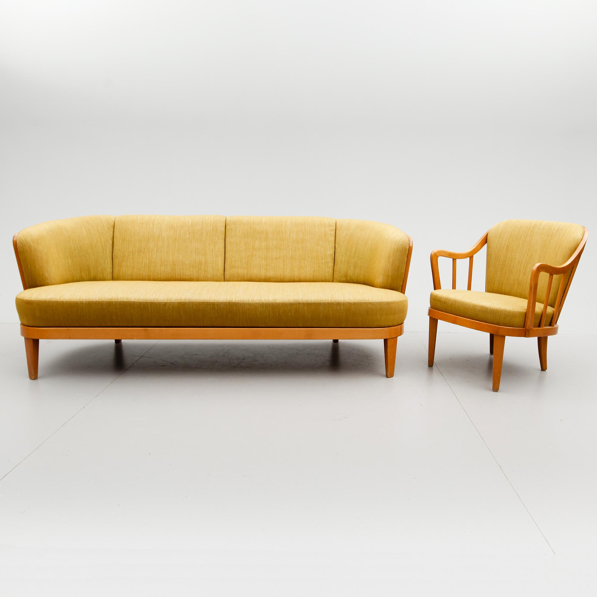 SOFFA OCH KARMSTOL, "Lindegård", Carl Malmsten, 1959.