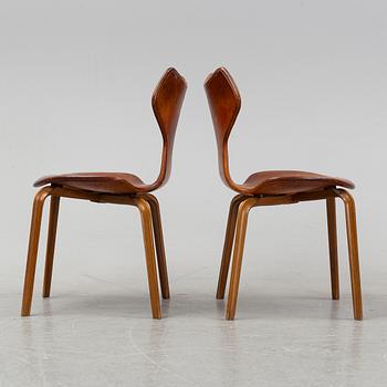 Arne Jacobsen, stolar, 6 st, "Grand Prix"  Fritz Hansen, Danmark 1950-60-tal.