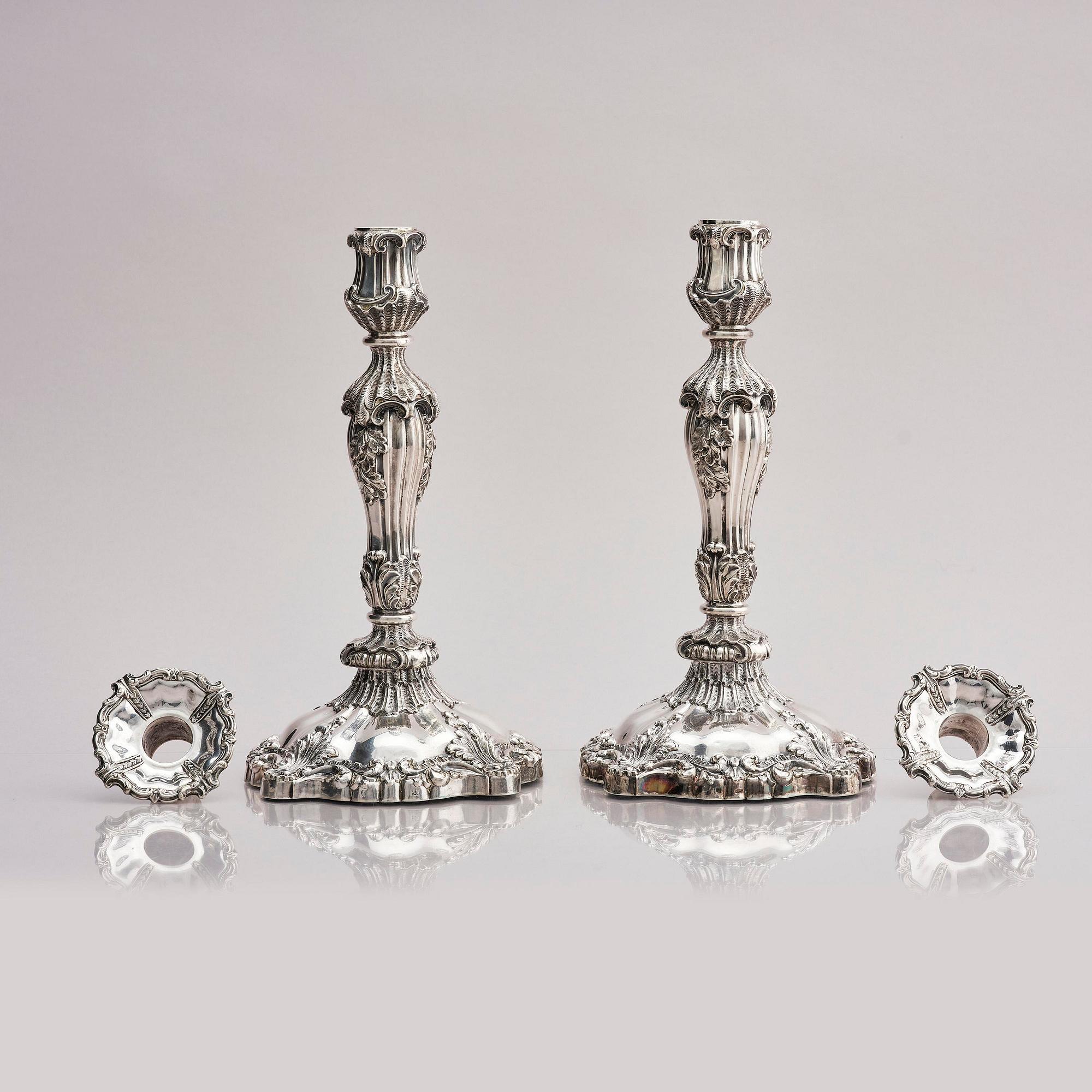 TJ & N Creswick, ljusstakar, ett par, silver, Sheffield, England, 1840.