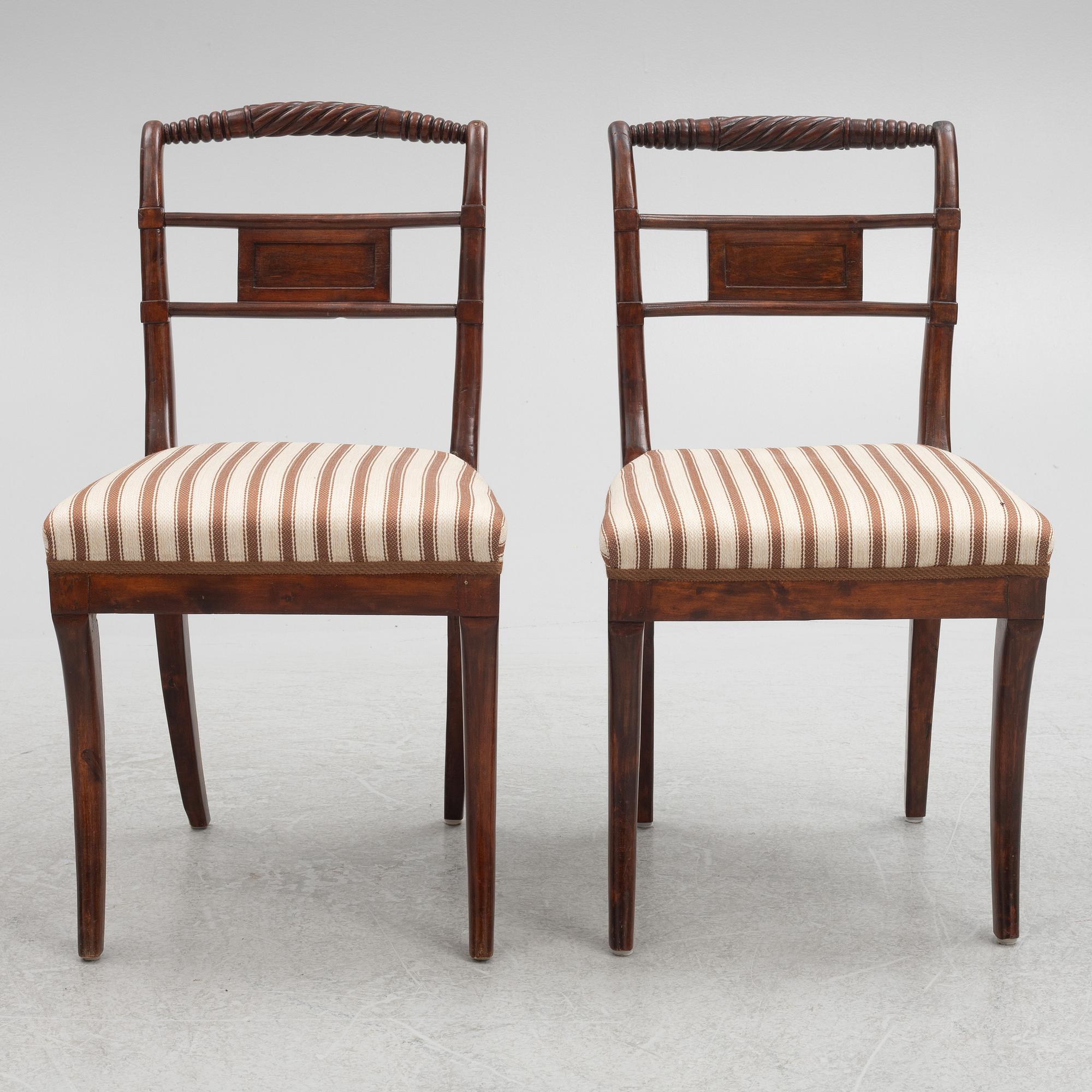 Five Empire Chairs, probably Lindome, Sweden, first half of the 19th Century.