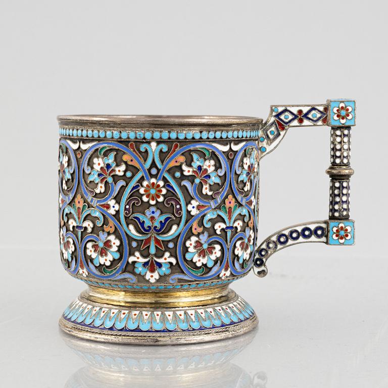 A Russian Silver and Enamel Mug, Moscow, after 1882.