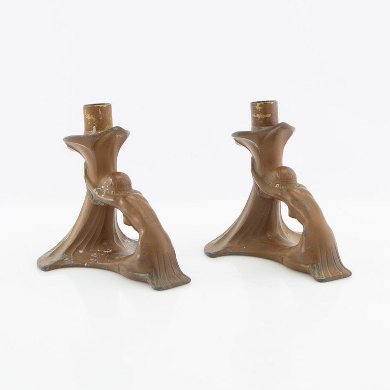 B Bulzke candlesticks, a pair, Jugend style, circa 1900.