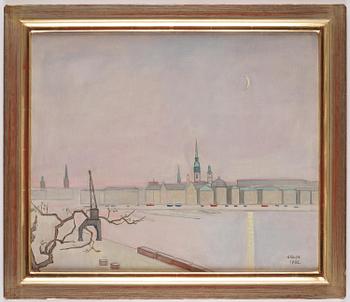 Einar Jolin, Stockholmsvy i månsken.