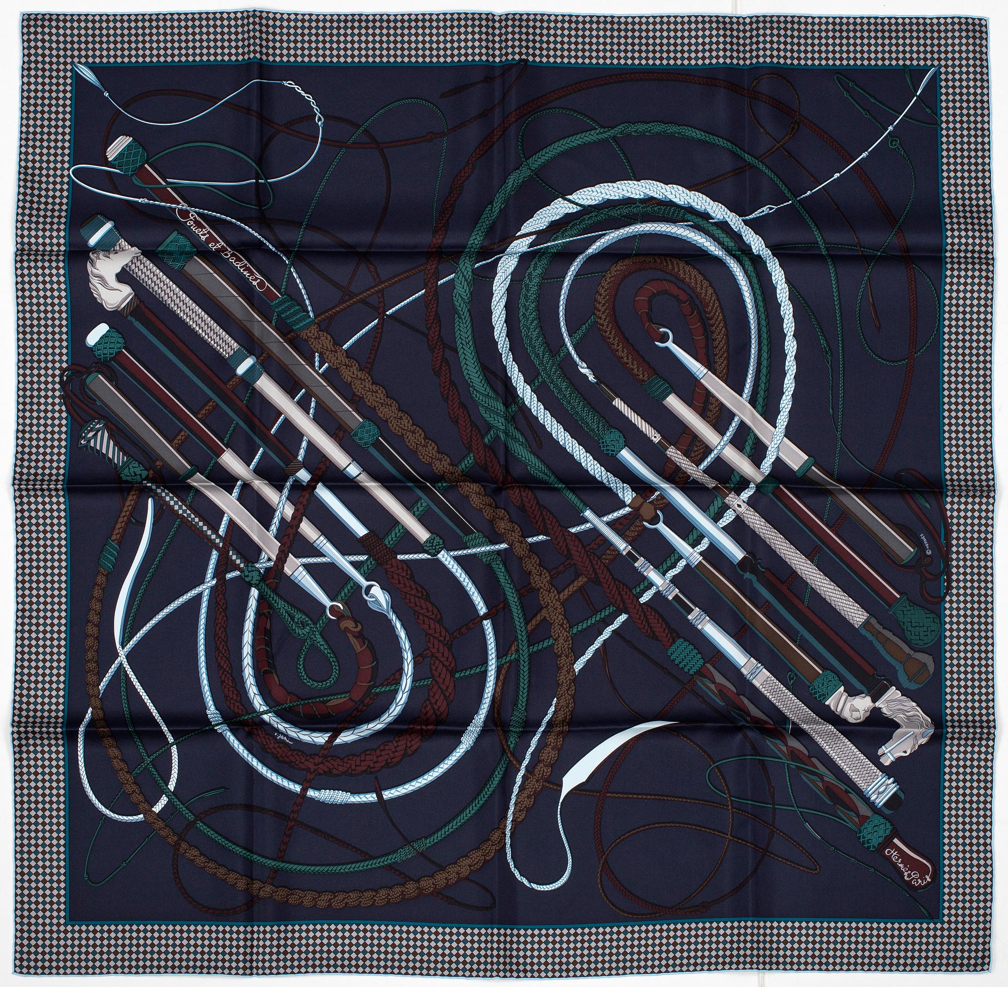HERMÈS, scarf, 'Fouets et Badines'.