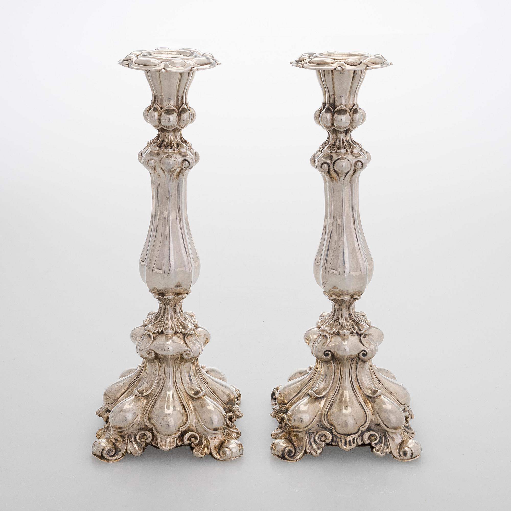 A pair of candelsticks, Finnish import mark by Hugo Grün, Helsinki 1928.