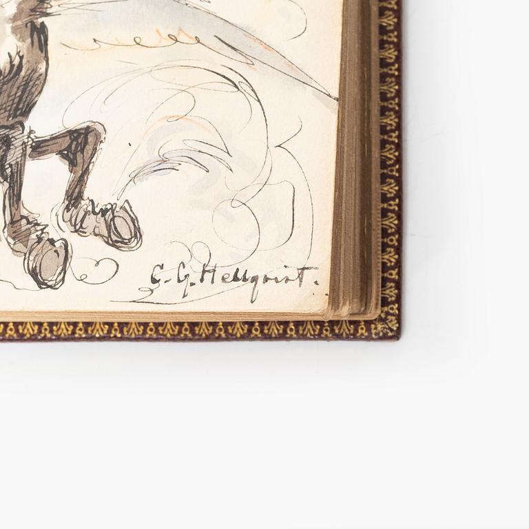 Album with among other things 16 pieces of watercolours and drawings by Swedish artists.