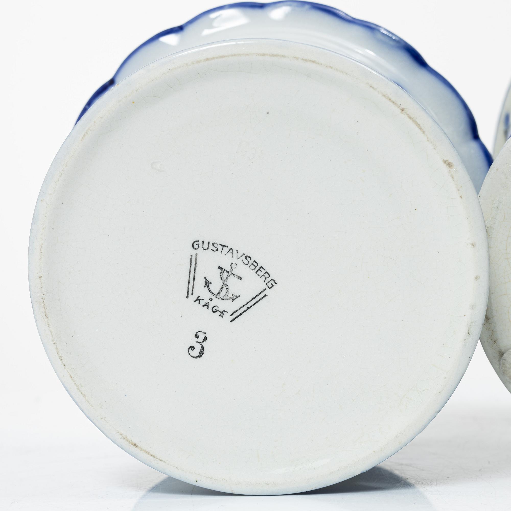Wilhelm Kåge, ytterfoder, 6 st, flintgods, Gustavsberg, 1920-40-tal.
