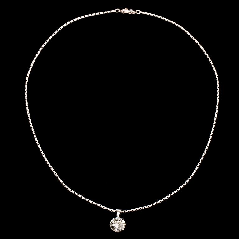 Riipus, briljanttihiottu timantti 3,60 ct, 18K valkokultaa.