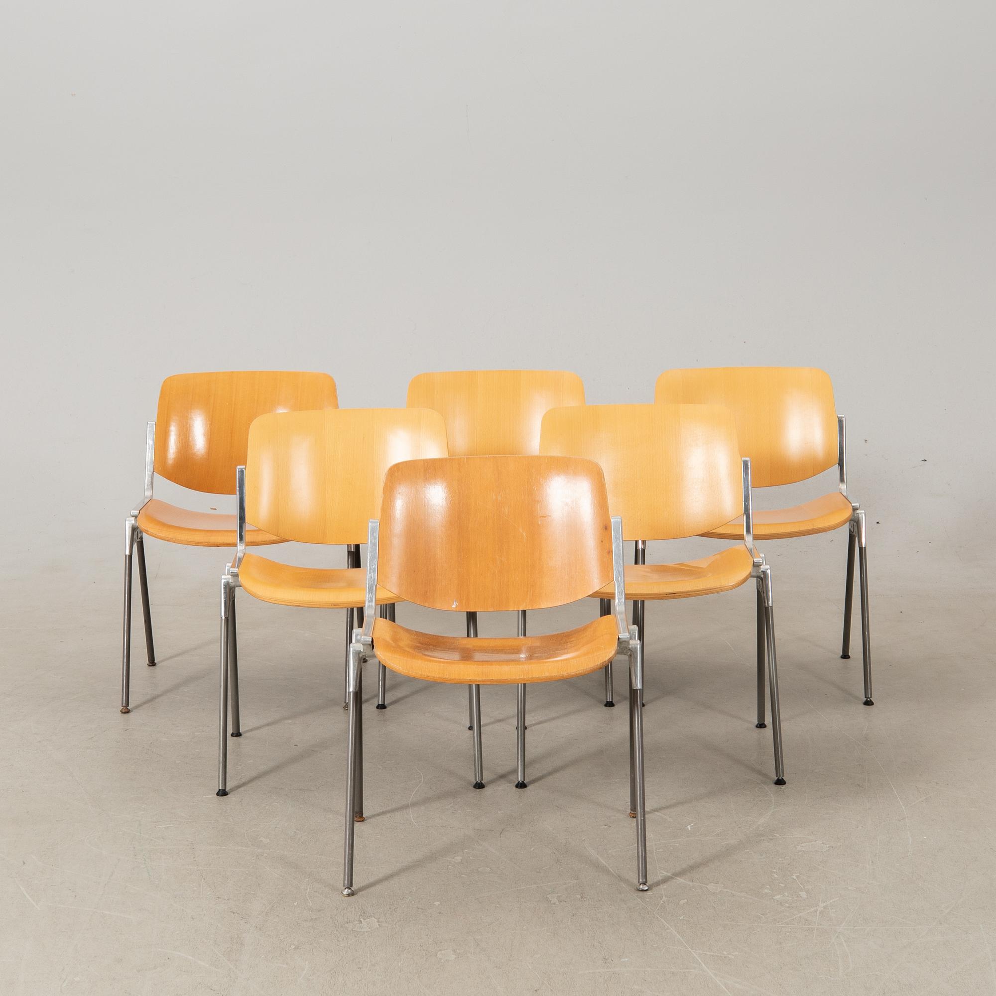 Giancarlo Piretti, Chairs 6 pcs, Castelli Italy.