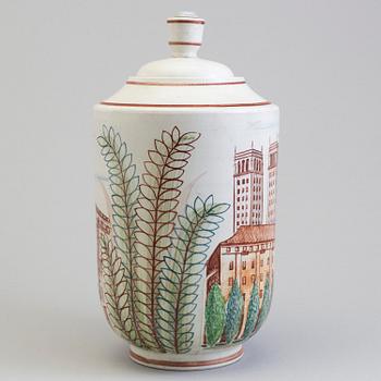 LARS THORÉN, urna med lock, stengods, Rörstrand -47.