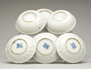 FAT OCH SKÅLFAT, 3+3 st, porslin, Kina, troligen Ming, 1600-tal.