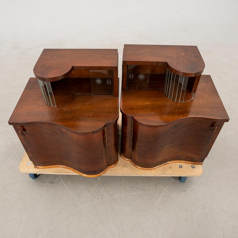 Bedside tables, a pair, Art Deco, first half of the 20th century.