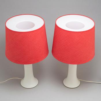BORDSLAMPOR, ett par, glas, 1960-tal.