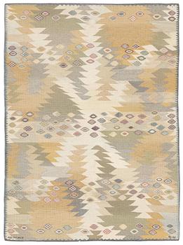 Barbro Nilsson, A CARPET, "Tånga, ljus", flat weave, ca 222 x 159,5-164 cm, signed AB MMF BN.